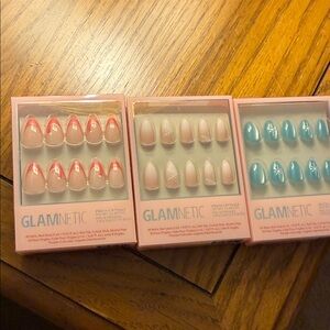 Glamnetic Press-On Nails Set - Pink, Cream, Blue